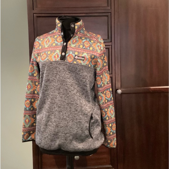 Simply Southern Fleece Pullover Women's Aztec Large Snap-T Lined Knit w/ Pockets - Picture 2 of 8